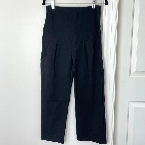 Black Maternity Trouser Pants - Over-the-belly with stretch - ankle length - Picture 1 of 14